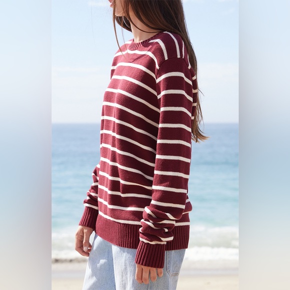 John Galt Martha Burgundy Striped Sweater - Picture 3 of 6